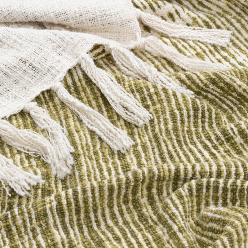 Olive Green Tassel Throw