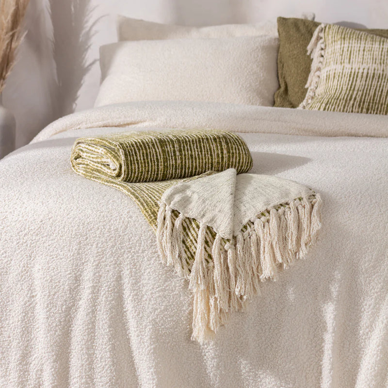 Olive Green Tassel Throw