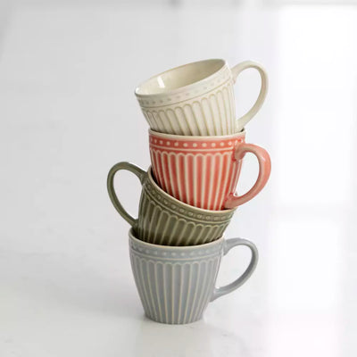 Coral Penny Stoneware Cup & Saucer