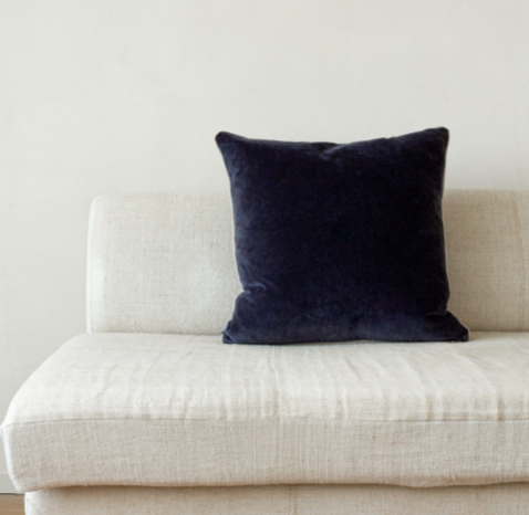 Indigo Velvet Piped Cushion 50x50cm