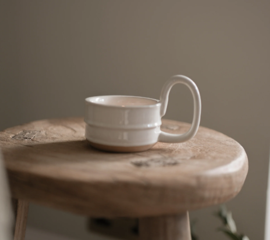 White Stoneware Candle Cup