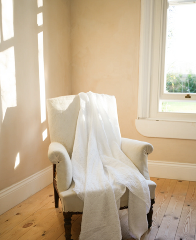 130x200cm Textured White Waffle Throw