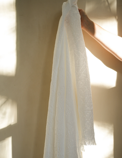 130x200cm Textured White Waffle Throw