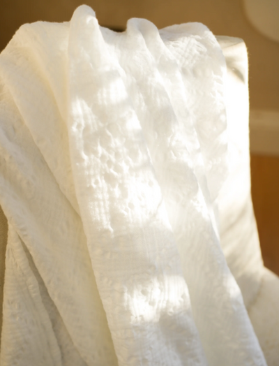 130x200cm Textured White Waffle Throw