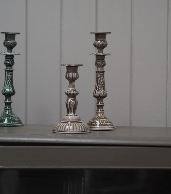 Taupe Large Candlestick