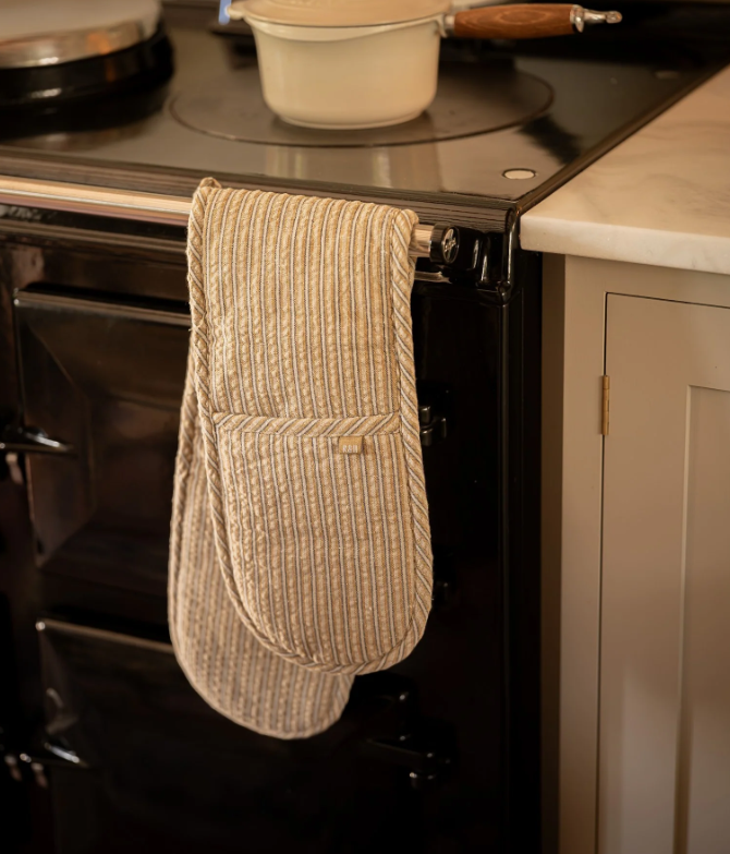 Mustard Stripe Double Oven Glove