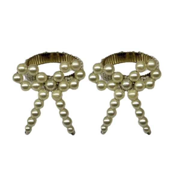 S/2 Pearl Bow Napkin Rings