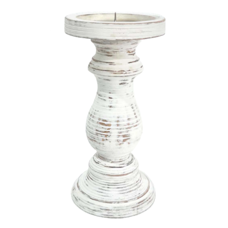 Large White Wooden Candle Holder