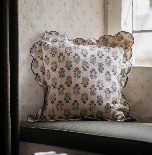 Denim Scallop Cushion 40x40cm