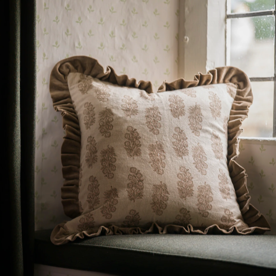 Taupe Flower Cushion 50x50cm