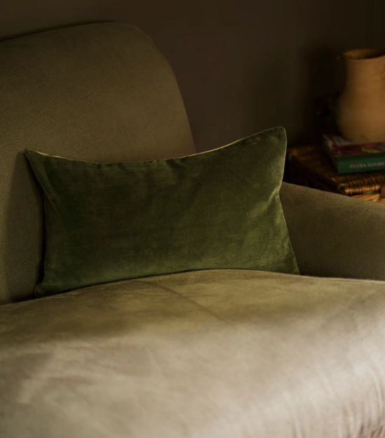 Moss Cotton Velvet Cushion 30x50cm