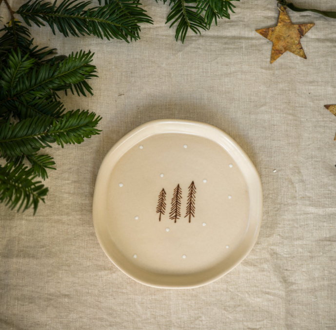 Beige Nordic Trees Side Plate