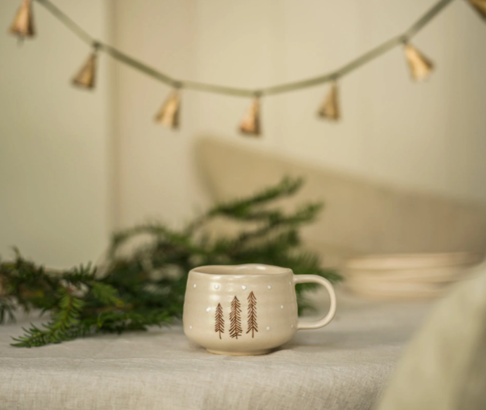 Beige Hand Painted Nordic Trees Mug