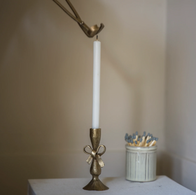 Antique Brass Finish Bow Candle Holder W/ 6 Candles