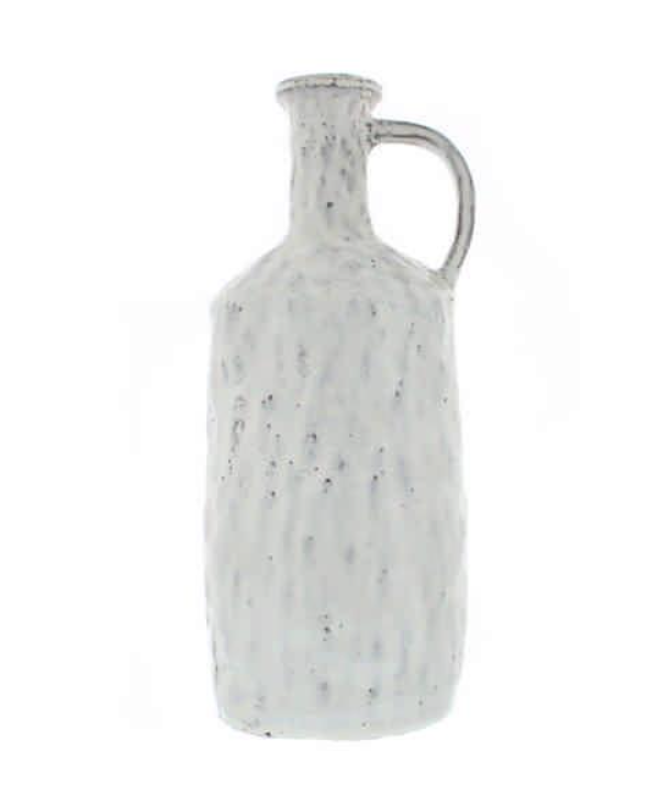28cm Aged Cream Terracotta Handled Vase