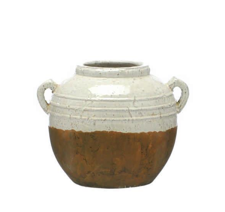37cm Aged Cream Terracotta Pot