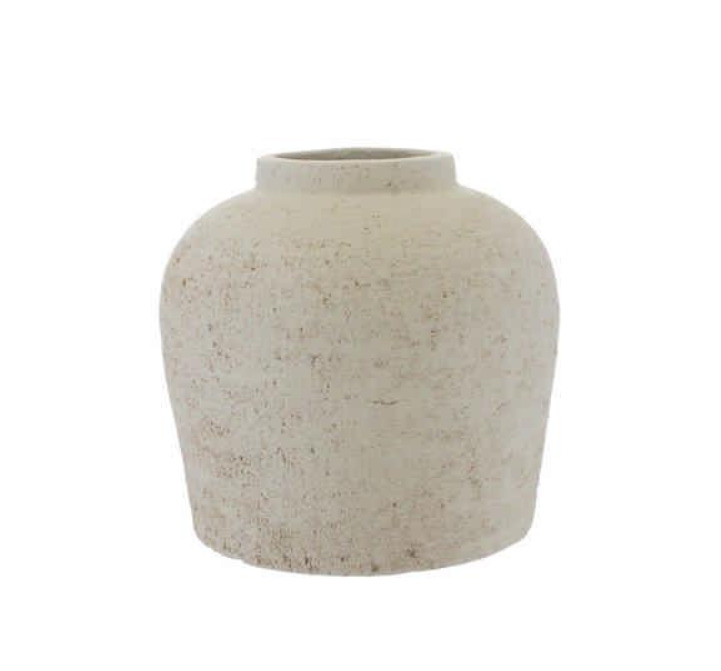 28cm White Terracotta Vase