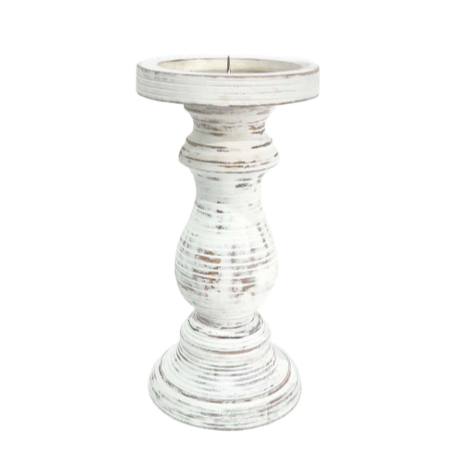 Large White Wooden Candle Holder