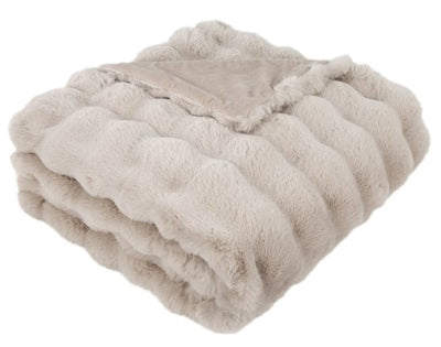 Beige Ribbed Faux Fur Throw 150x200cm