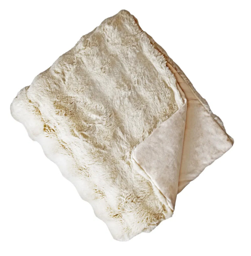 Cream Ribbed Faux Fur Throw 15x200cm