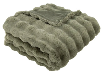 Sage Ribbed Faux Fur Throw 150x200cm