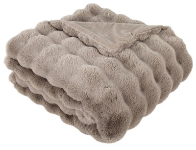 Taupe Ribbed Faux Fur Throw 150x200cm