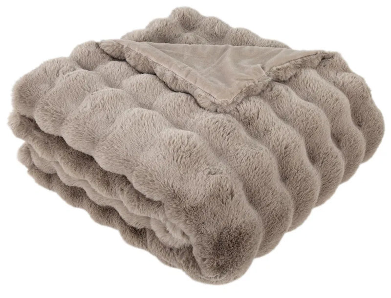 Taupe Ribbed Faux Fur Throw 150x200cm