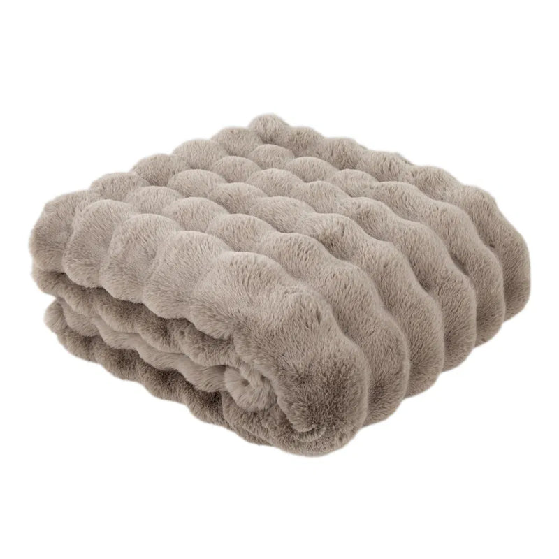 Taupe Ribbed Faux Fur Throw 150x200cm
