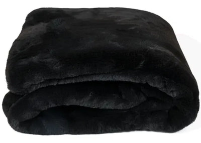 Black Luxury Faux Fur Throw 150x180cm