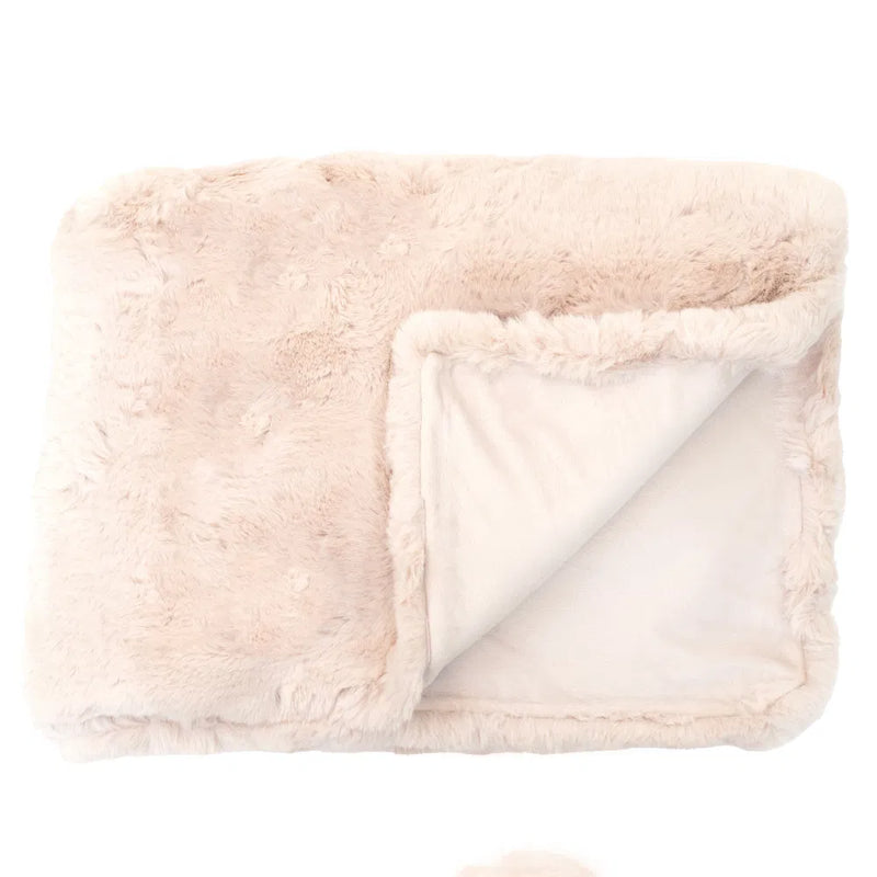 Light Beige Luxury Faux Fur Throw 150x180cm