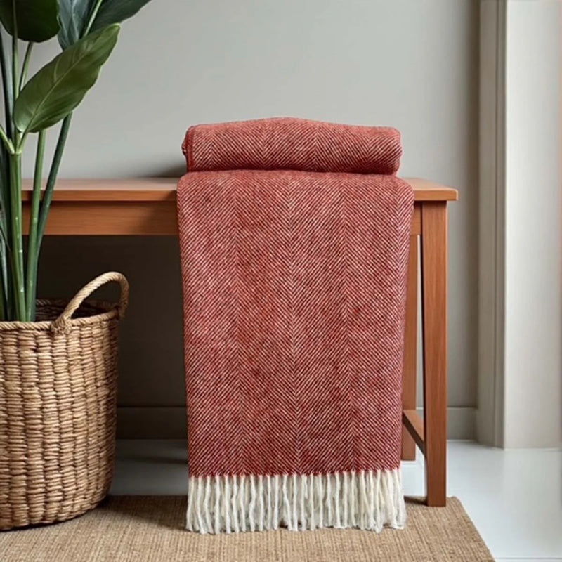 Rust Wool Tassel Throw 130x180cm