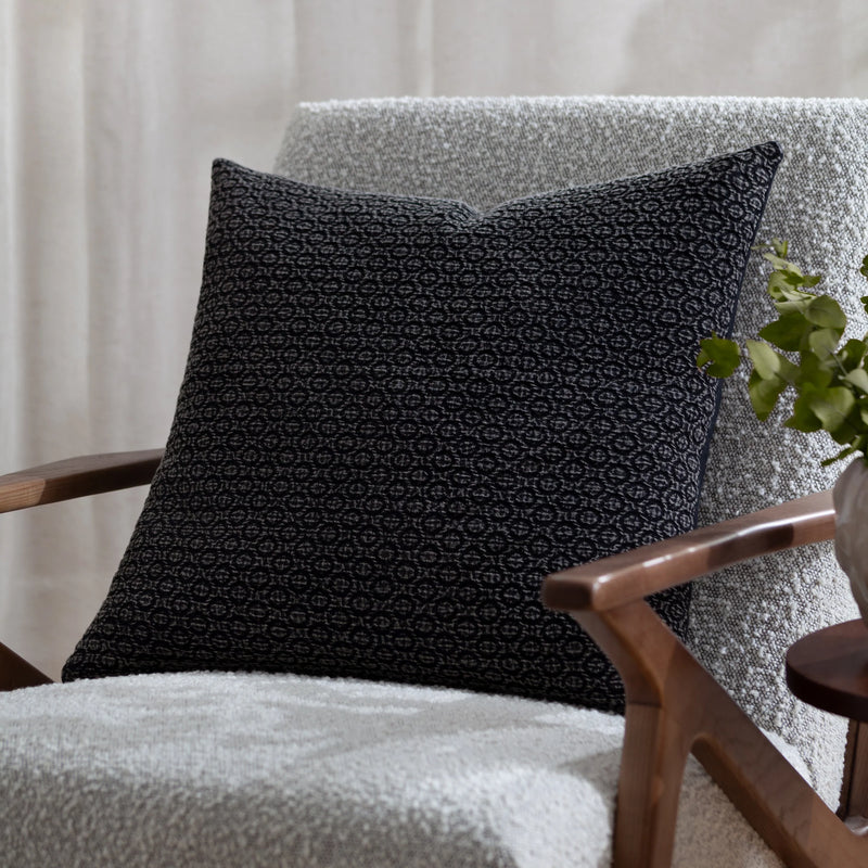 Textured Black Cotton Cushion 50x50cm
