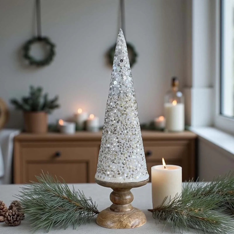 White Fabric Sequinned Tree