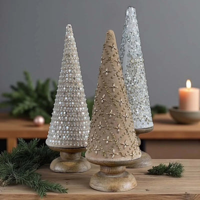 Natural Fabric Gold Beadwork Tree