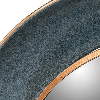 Teal Edge Round Mirror