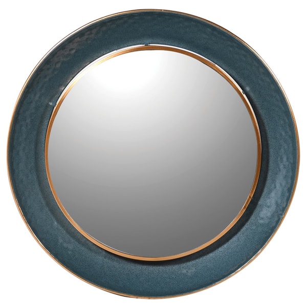 Teal Edge Round Mirror