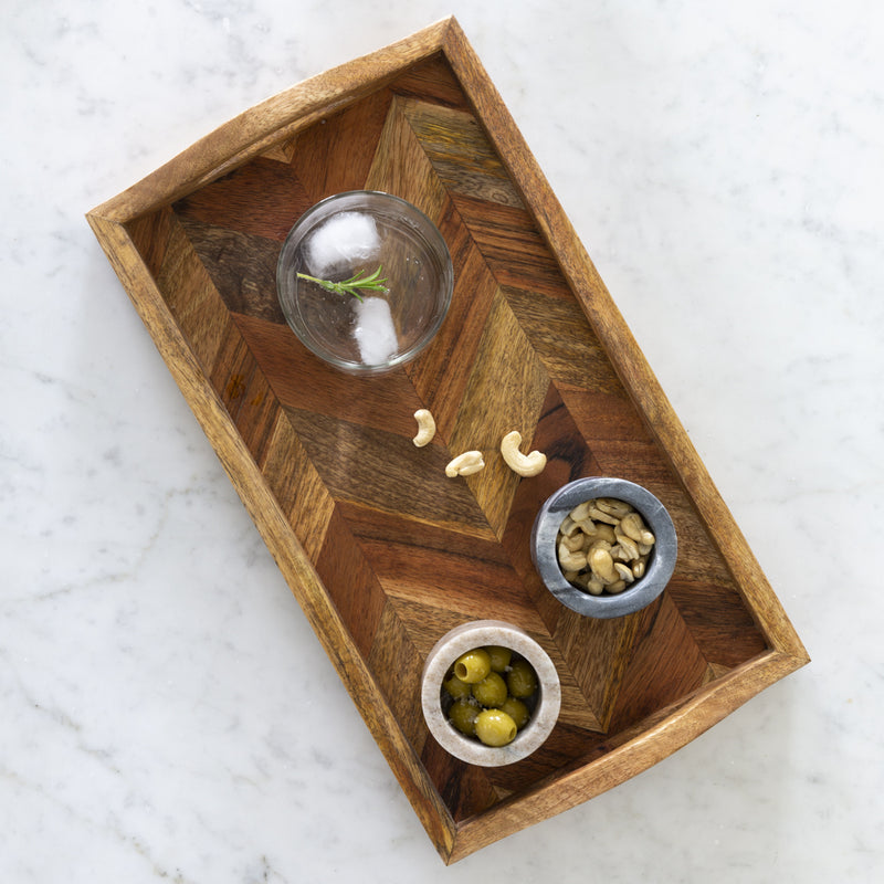 Small Acacia & Mango Chevron Serving Tray