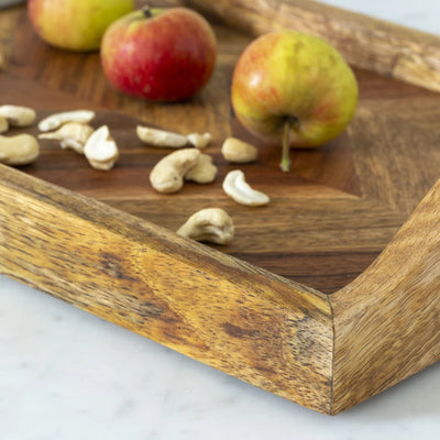 Small Acacia & Mango Chevron Serving Tray