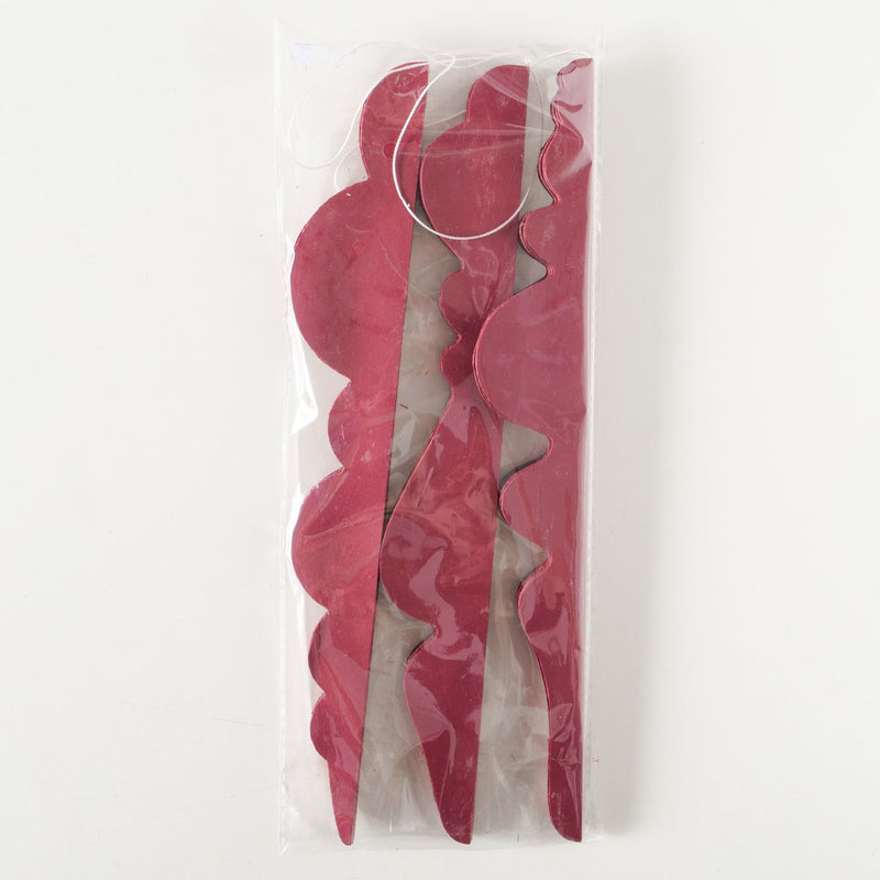S/3 Red Paper Pendant Ornaments