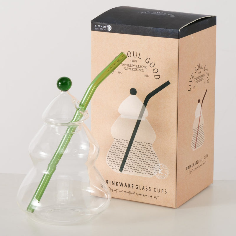 Tree Shaped Glass With Straw