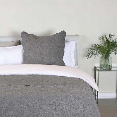 Large Grey Detailed Bedspread