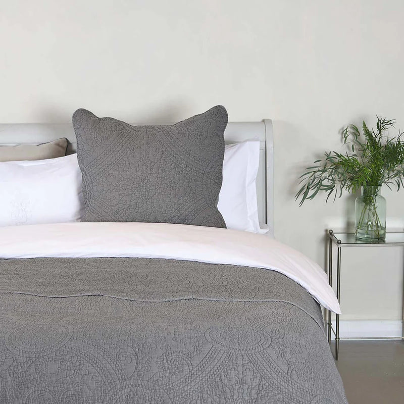 Large Grey Detailed Bedspread