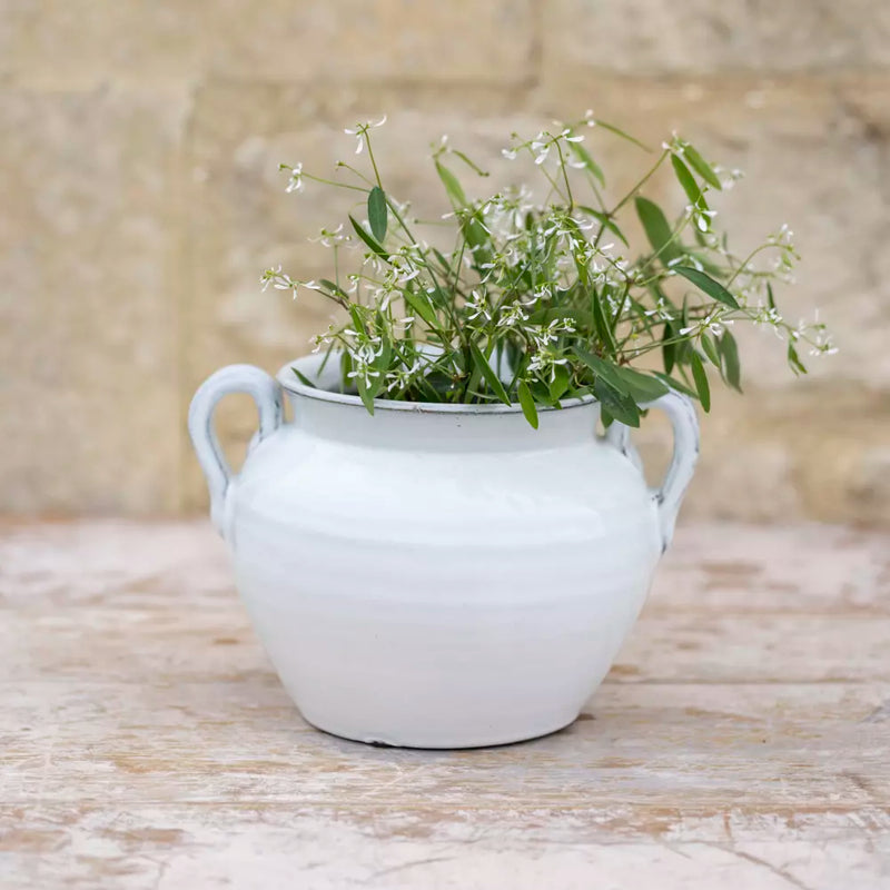 White Glazed Vase W/ Handles