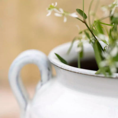 White Glazed Vase W/ Handles