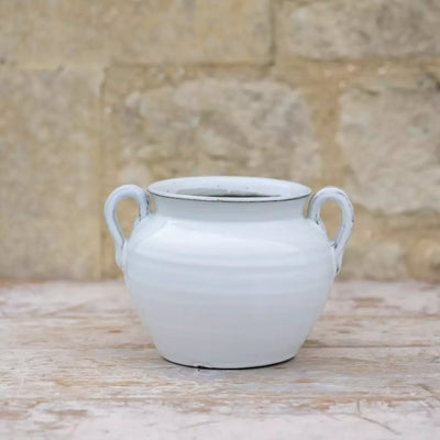White Glazed Vase W/ Handles