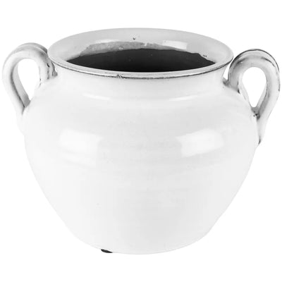 White Glazed Vase W/ Handles