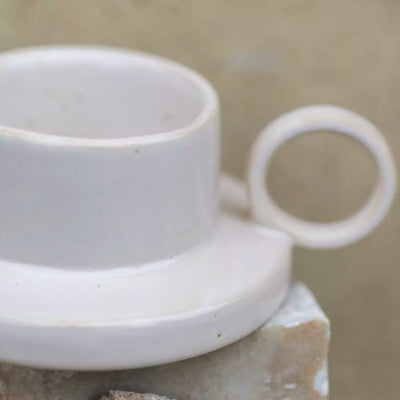 Small Cream Ceramic Tealight Holder