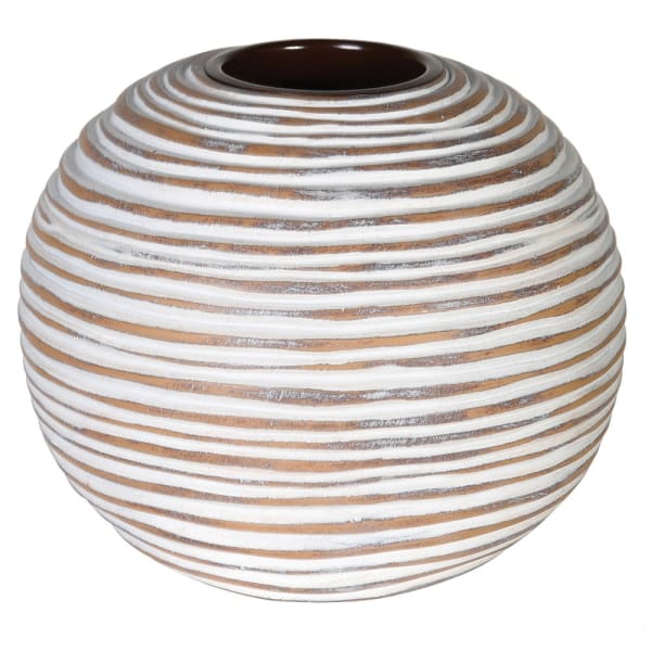 White Washed Stripe Candle Holder