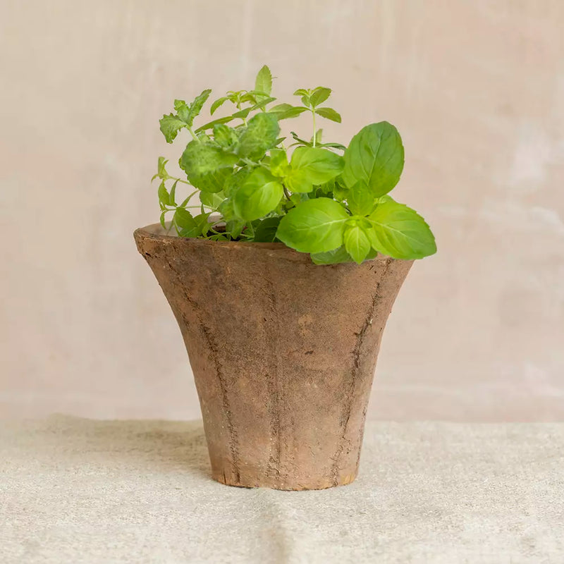 Antiqued Redstone Trumpet Pot 16x14cm