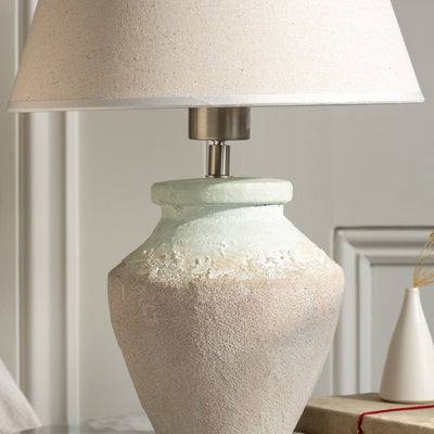 June Beige Stoneware Table Lamp W/Shade